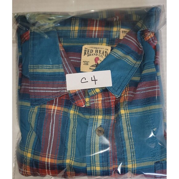 Red Head Brand Co Mens Short Sleeve Shirt Button Up Size 3XL Plaid Red / Blue - Picture 10 of 10